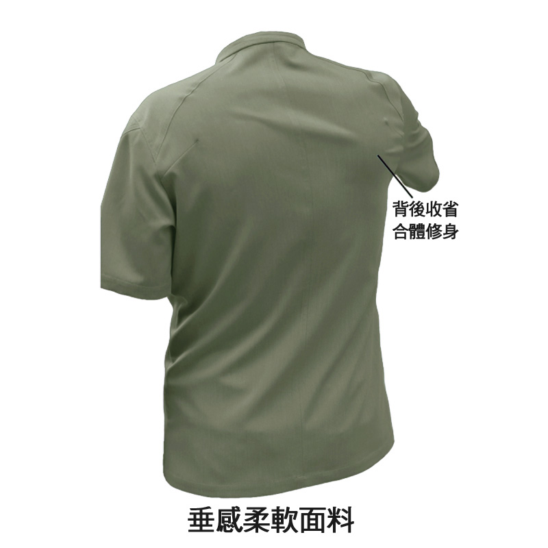 廚衣 ☆ 清新感側排廚師服｜短袖｜軍綠｜M - 3 XL｜單件