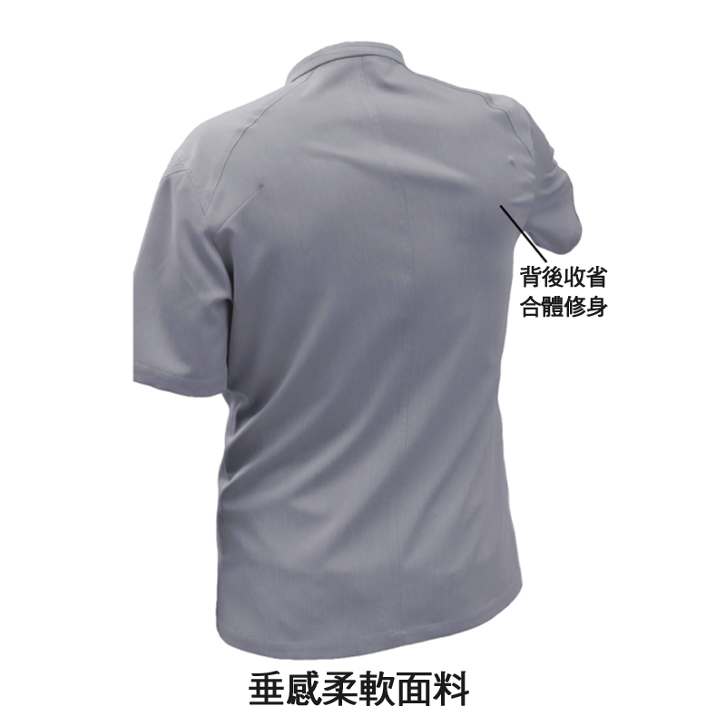 廚衣 ☆ 清新感側排廚師服｜短袖｜鐵灰｜M - 3 XL｜單件