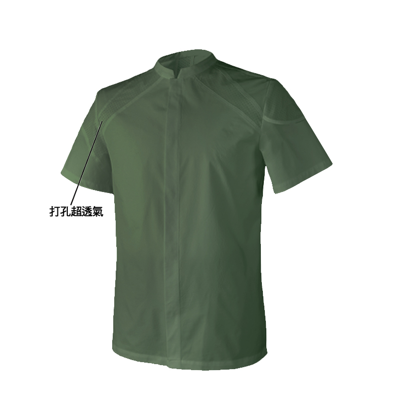廚衣 ☆ 透心涼感單排廚師服｜短袖｜軍綠｜M - 3 XL｜單件
