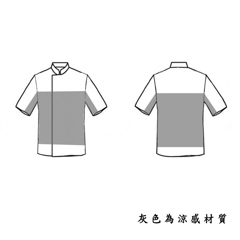 廚衣☆機能款 涼感 短清爽華夫格拉鏈廚師服｜ 藍麻灰｜男女通用｜ M - 3 XL｜ 單個