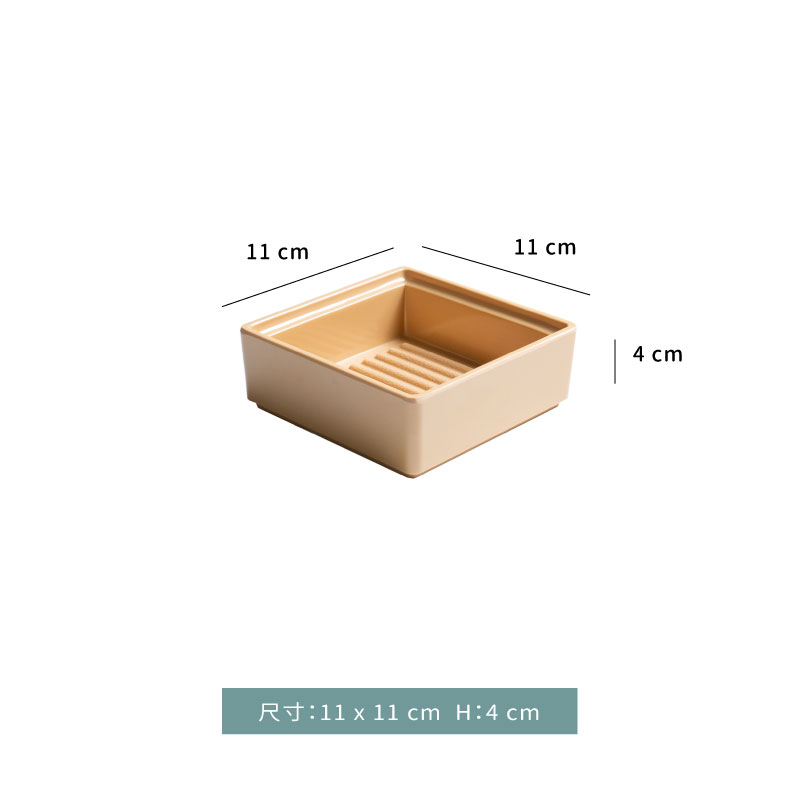 美耐皿☆陶面晶巧 冷盤 收納盒｜淺咖啡｜11 × 11 × H 4 ㎝｜單個