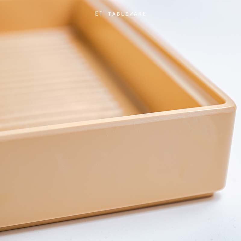 美耐皿☆陶面晶巧 冷盤 收納盒｜淺咖啡｜22 × 11 × H 4 ㎝｜單個