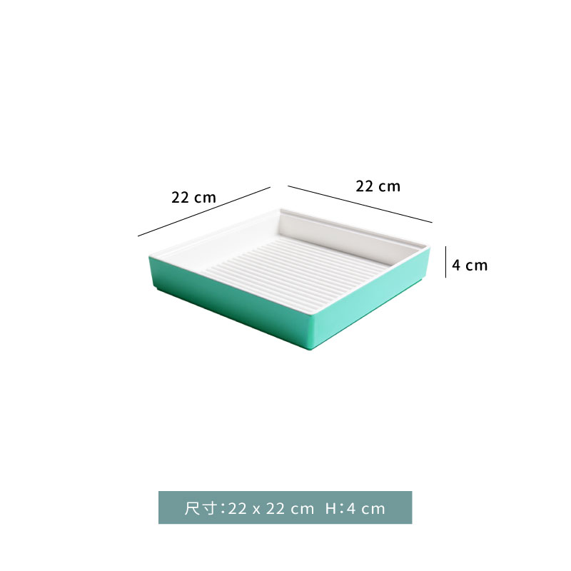 美耐皿☆陶面晶巧 冷盤 收納盒｜蒂芬妮綠｜22 × 22 × H 4 ㎝｜單個